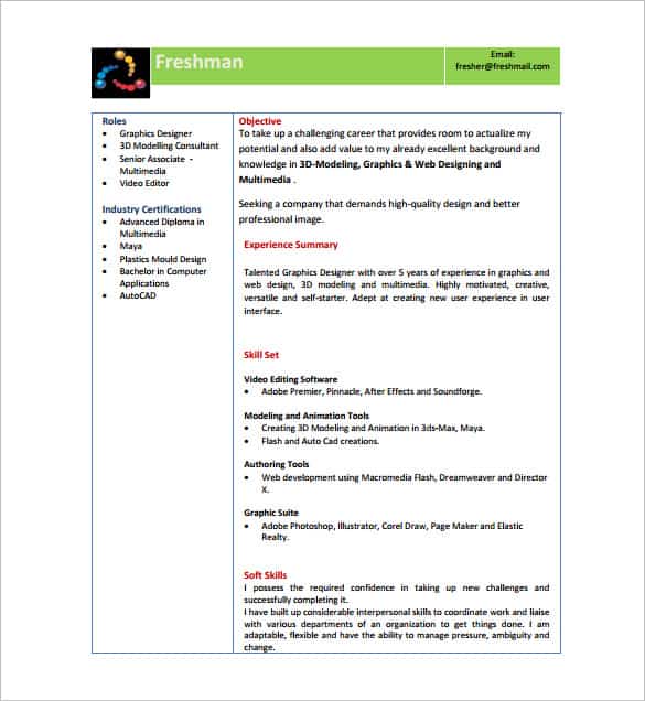 Cv Format For Freshers Pdf Download - 10+ Fresher Resume ...