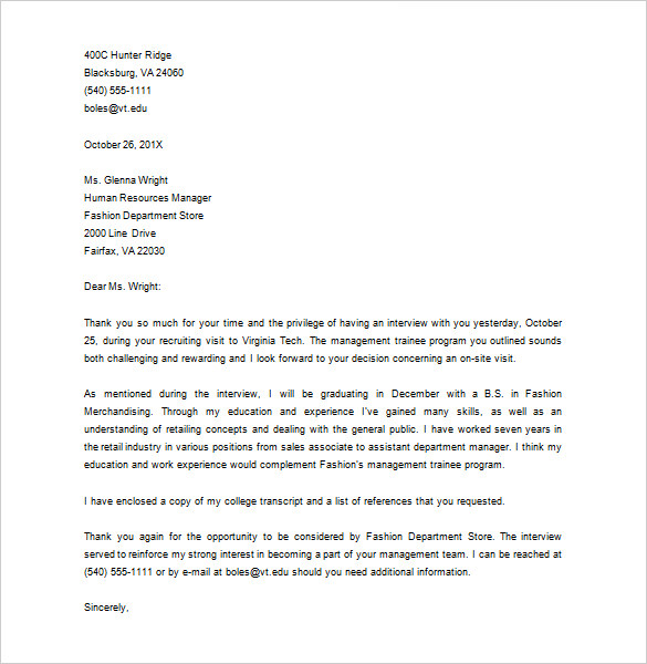 Thank You Letter After Interview – 12+ Free Sample, Example Format 