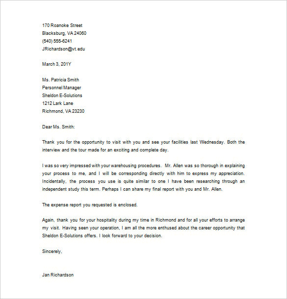 Thank You Letter After Interview 12 Free Sample Example Format