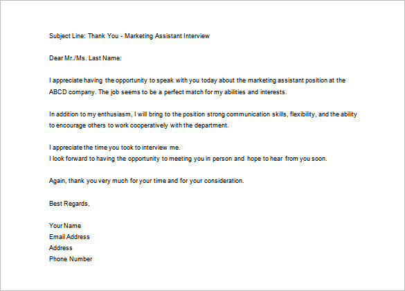 Thank You Letter After Interview 12 Free Sample Example Format 