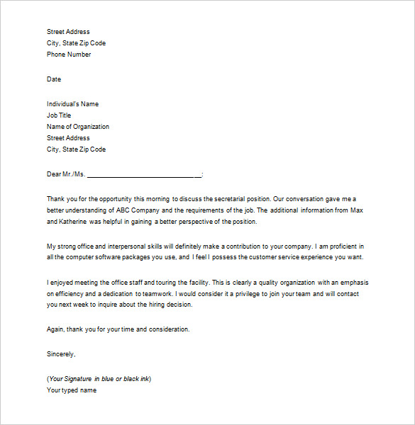 Thank You Letter After Interview – 12+ Free Sample, Example Format ...