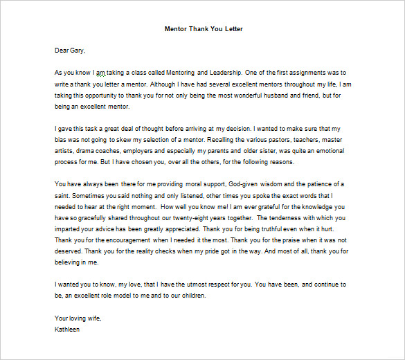 Thank You Letter To Mentor – 9+ Free Sample, Example Format Download!