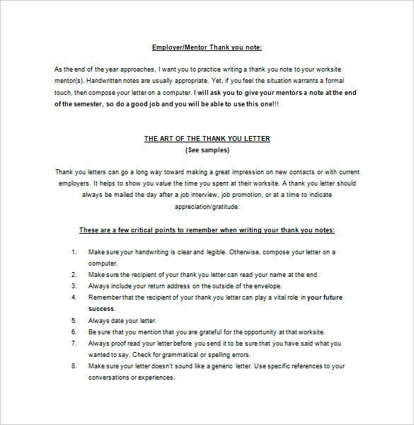 Thank You Letter To Mentor 9 Free Sample Example Format Download 7467