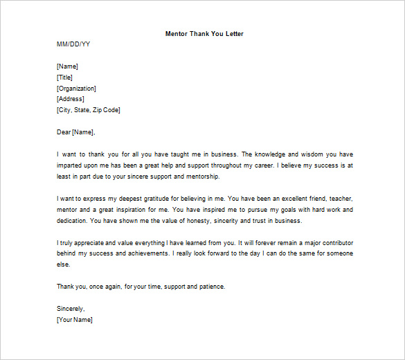 Thank You Letter To Mentor – 9+ Free Sample, Example Format Download!