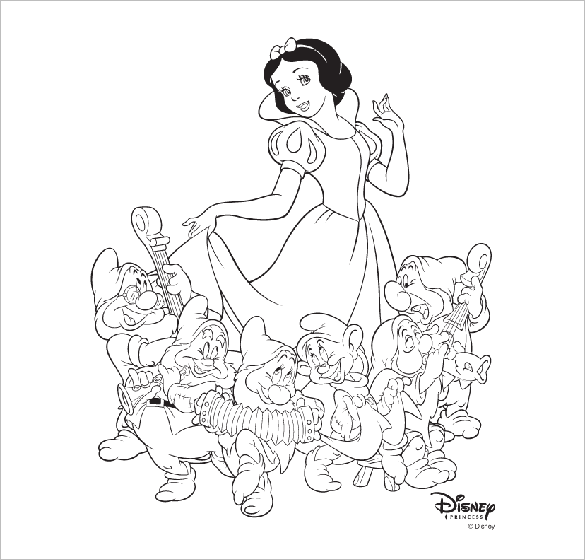 princess snow white printable colouring page