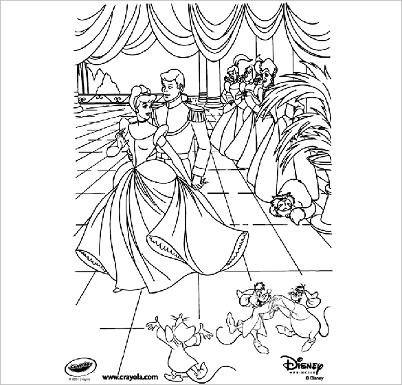 princess cinderella at the ball coloring page