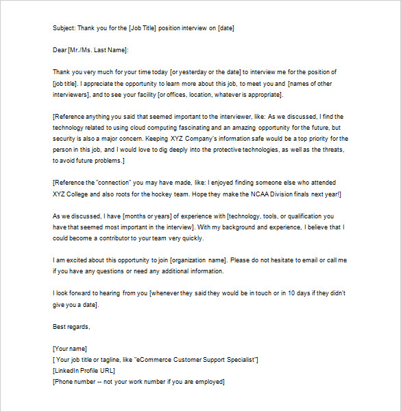 12+Thank You Letter After Job Interview - DOC, PDF