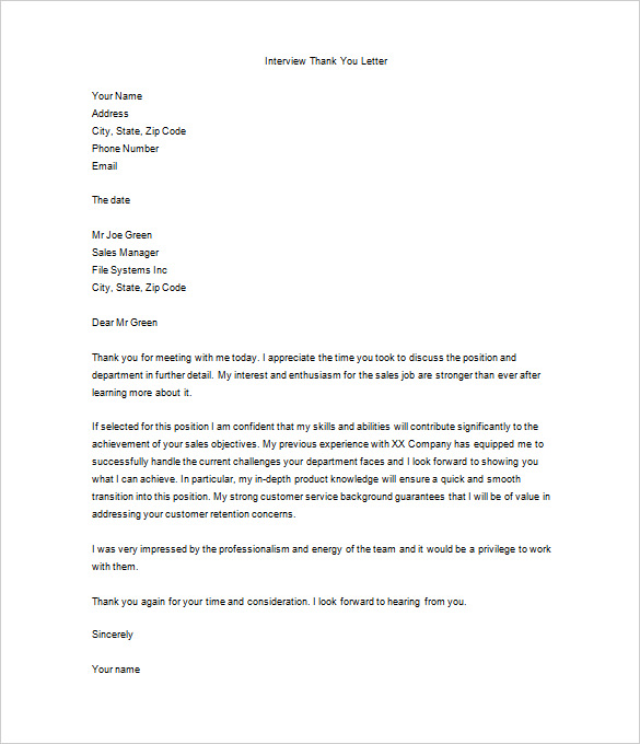 12+Thank You Letter After Job Interview - DOC, PDF