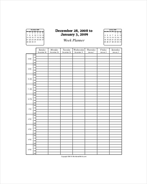 daily work hourly schedule template