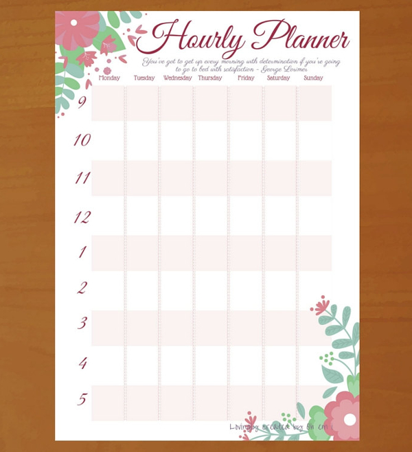 daily and weekly hourly planner template