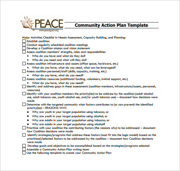 community action plan pdf template download