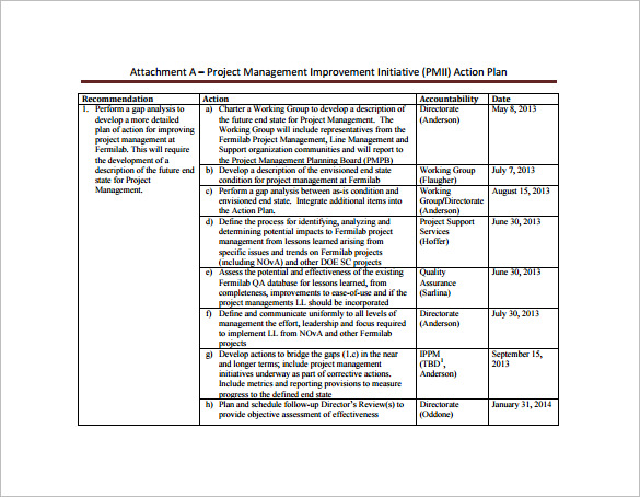 Project Action Plan Template Free Word Excel PDF Format Download