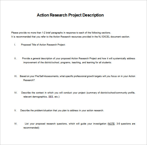 project research action plan word doc free downlaod