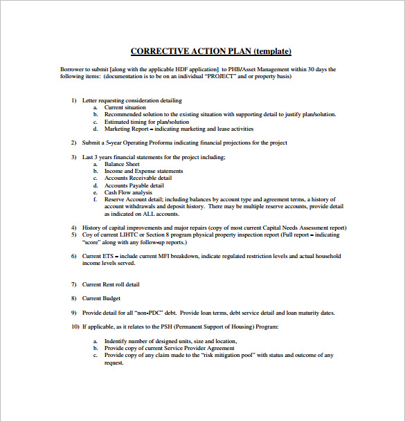 project corrective action plan pdf download