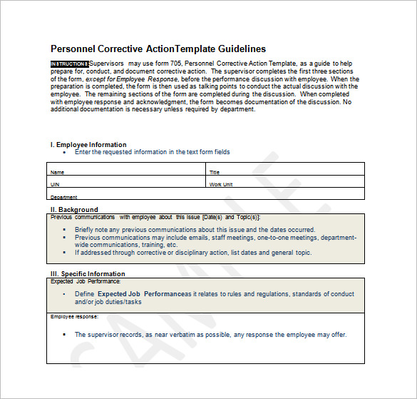 Employee Action Plan Template 14 Free Word Excel PDF Format Download