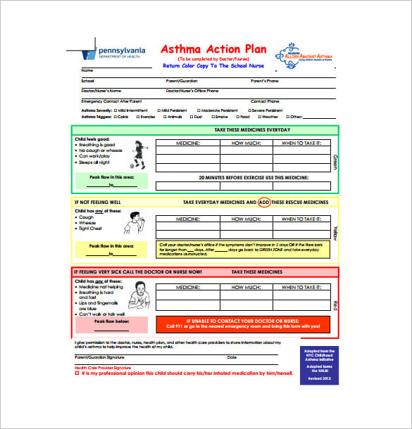 school asthma action plan pdf free download