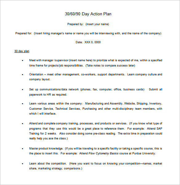 studer 90 day action plan template