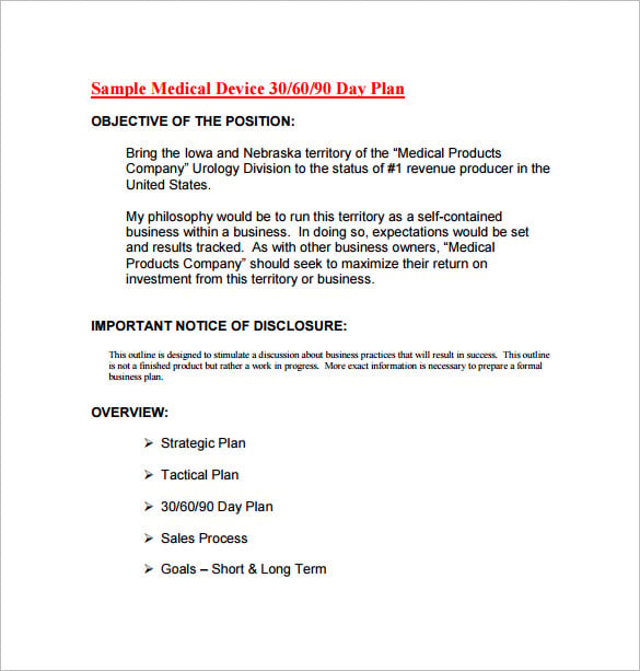 medical device 30 60 90 day action plan pdf free download