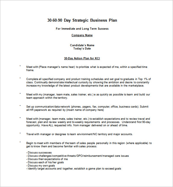 12 30 60 90 Day Action Plan Templates Word PDF Apple Pages