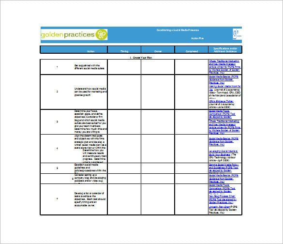 Social Media Action Plan Template from images.template.net