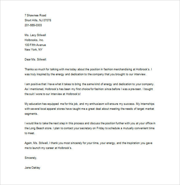 free download sampel thank you letter to recruiter for job