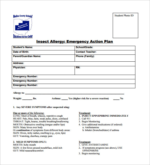 insect allergy emergency action plan pdf download