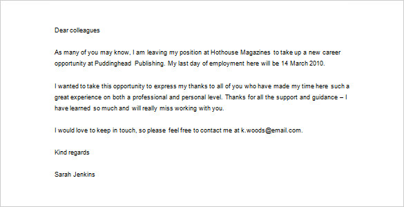 sample download job thank you letter to colleagues