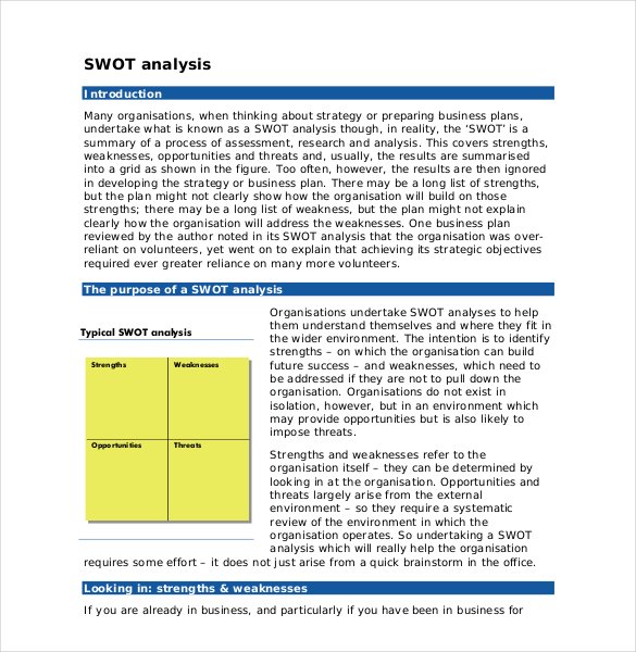 45 Swot Analysis Template Word Excel Pdf Ppt