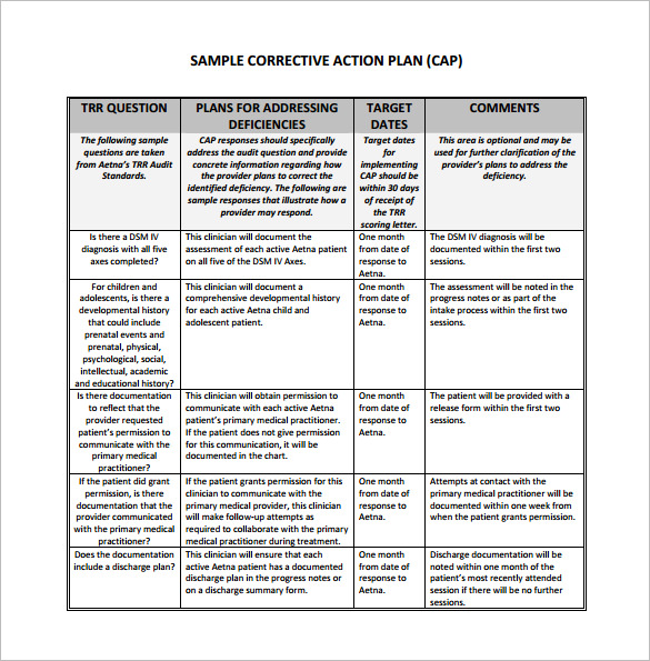 Corrective Action Plan Template - 15+ Free Sample, Example, Format Download