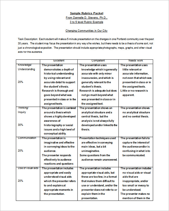 Rubric Template 47+ Free Word, Excel, PDF Format Free & Premium