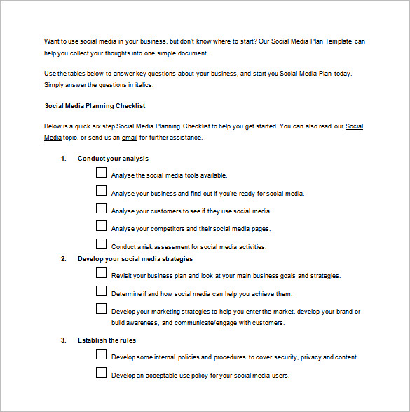 Social Media Action Plan Template 7+ Free Sample, Example, Format