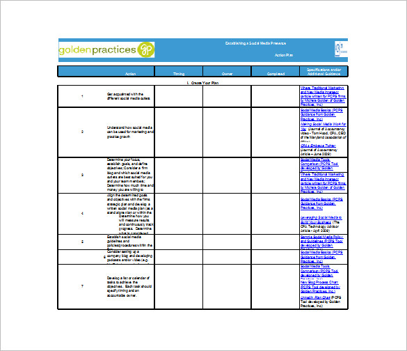Social Media Action Plan Template 7+ Free Sample, Example, Format