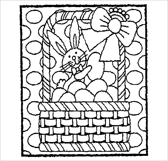 easter bunny in a basket coloring page