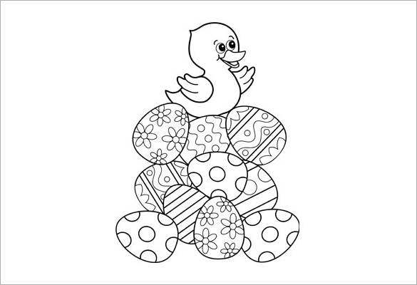 easter duck with eggs coloring page