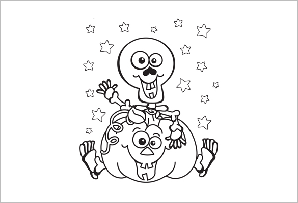 skeleton halloween printable coloring page for free