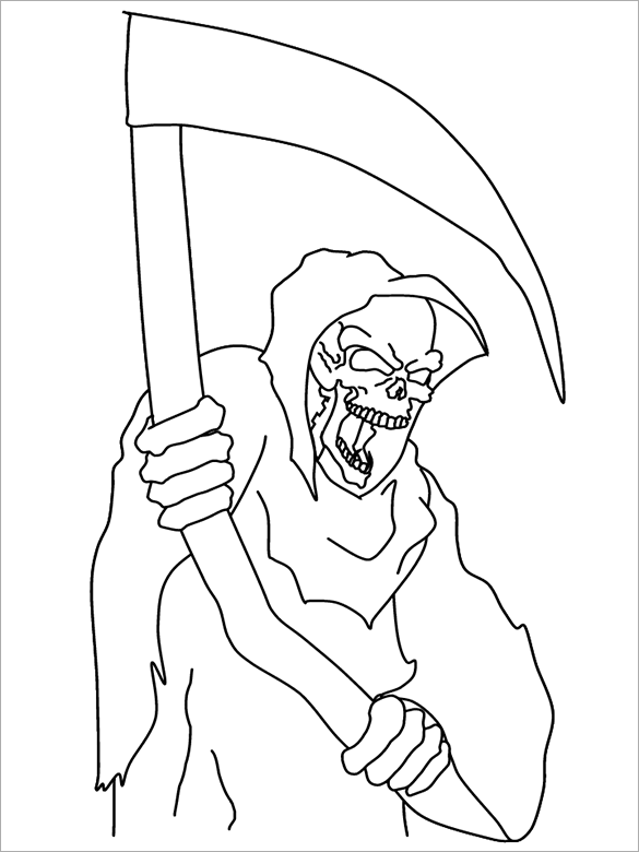 grim reaper halloween printable coloring page