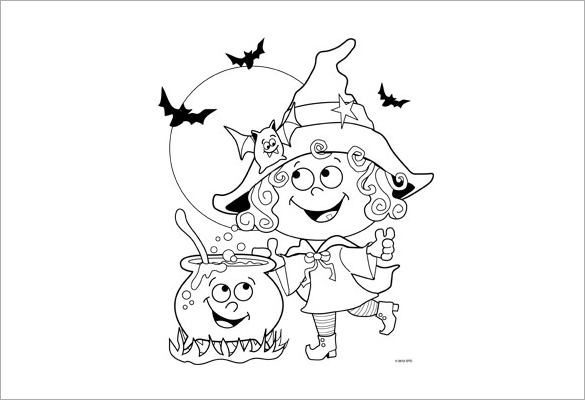 halloween witch coloring page for free