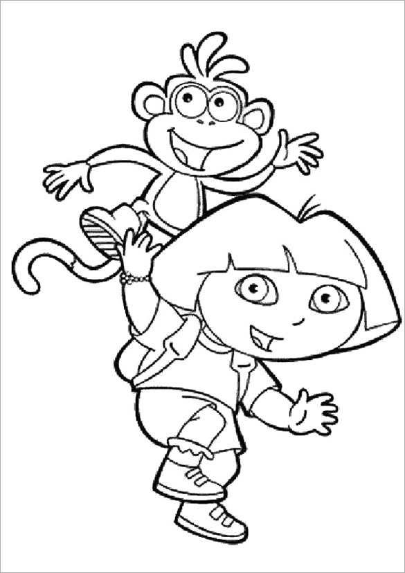 dora and monkey printable coloring page