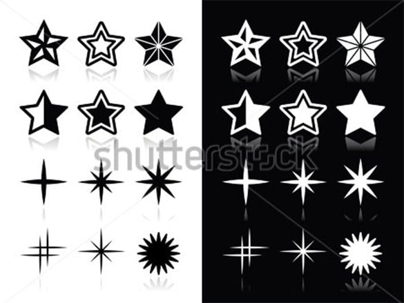 creative black star icons collection