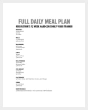 Full Daily Meal Menu Plan Template
