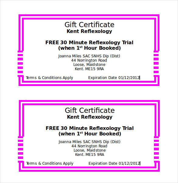 free word printable gift certificate template