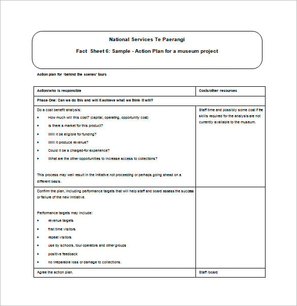 sample action plan template for museum project