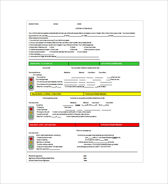 Asthma Action Plan Template 13 Free Sample Example Format Download