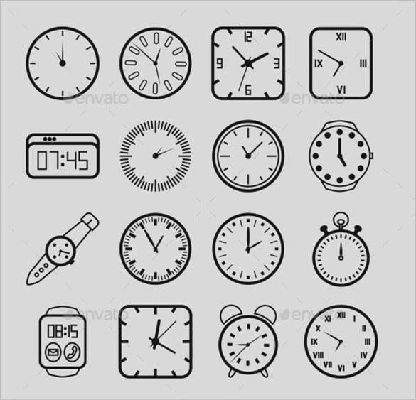 amazing clock icons collection for vector