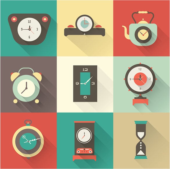 best clock icons set for vector