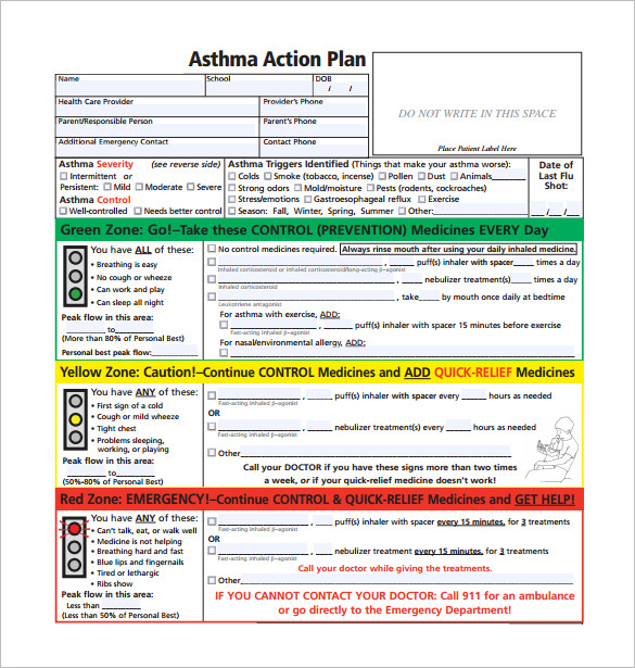 Asthma Action Plan Template Uk