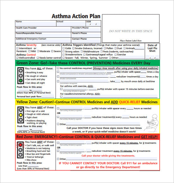Asthma Action Plan Template – 13+ Free Sample, Example, Format Download!