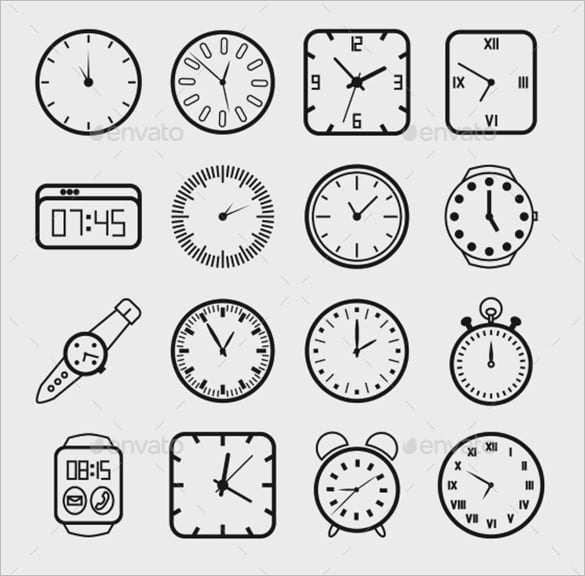 best clock icons set for eps