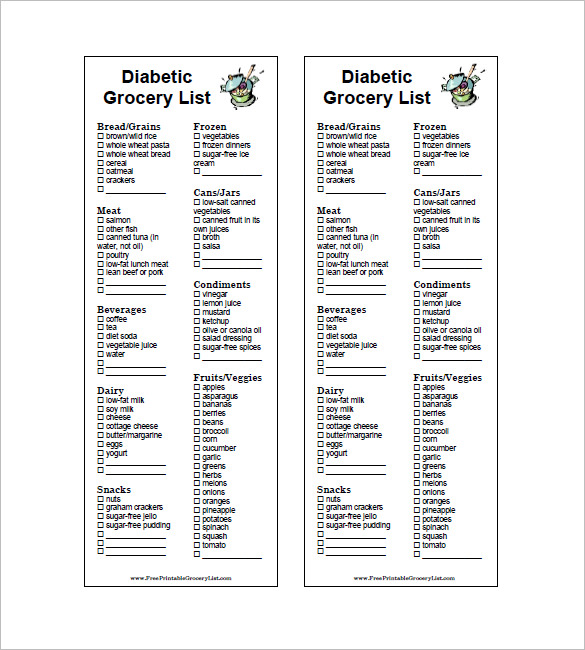 diabetic food grocery list