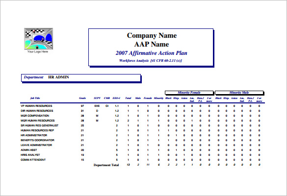 6 affirmative action plan templates  doc pdf  free